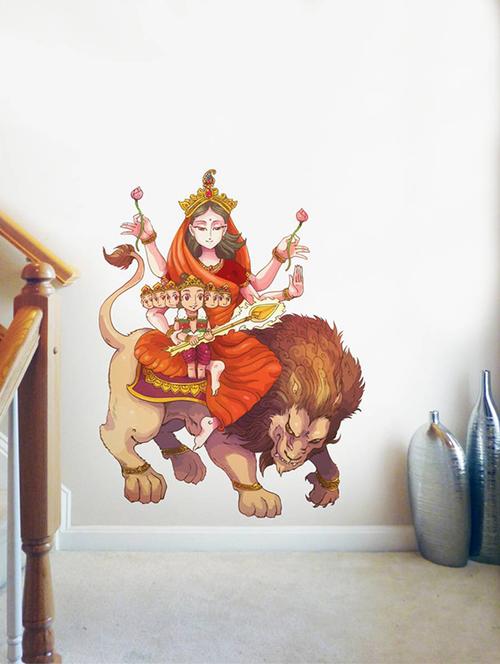 Rawpockets Wall Decals ' Goddess Saraswathi with Baby Murugan ' Wall stickers (PVC Vinyl) Multicolour - 15734183 - Standard Image - 1