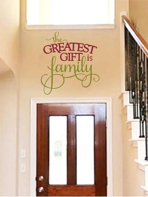 Rawpockets Wall Decals ' The Greatest Gift is Family?' Quote ' Wall stickers (PVC Vinyl) Multicolour - 15734193 - Standard Image - 1