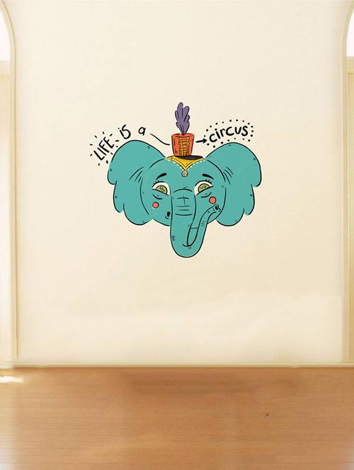 Rawpockets Wall Decals ' Life is a Circus ' Quote and Elephant ' Wall stickers (PVC Vinyl) Multicolour - 15734197 - Standard Image - 1