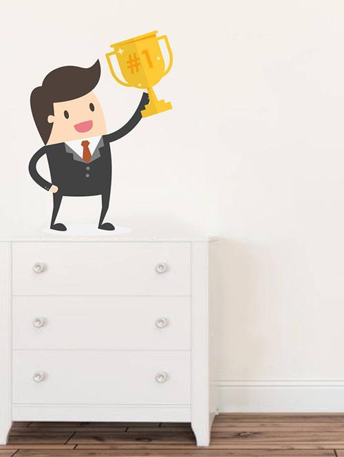 Rawpockets Wall Decals ' Winner at Office ' Wall stickers (PVC Vinyl) Multicolour - 15734203 - Standard Image - 1