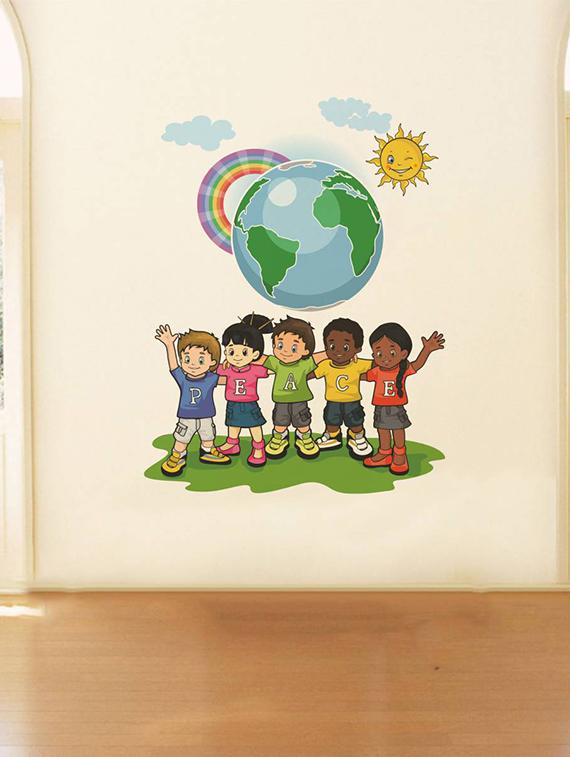 Rawpockets Wall Decals ' Peace Of World? ' Wall stickers (PVC Vinyl) Multicolour - 15734205 - Zoom Image - 1