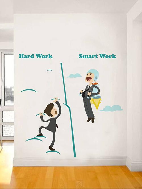 Rawpockets Wall Decals ' Hard Work Vs Smart Work ' Wall stickers (PVC Vinyl) Multicolour - 15734207 - Standard Image - 1