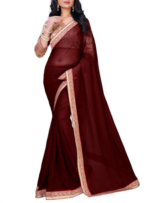 floral lace border saree with blouse - 15734512 - Standard Image - 1