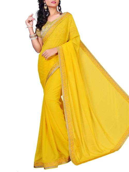 floral lace border saree with blouse - 15734513 - Standard Image - 1