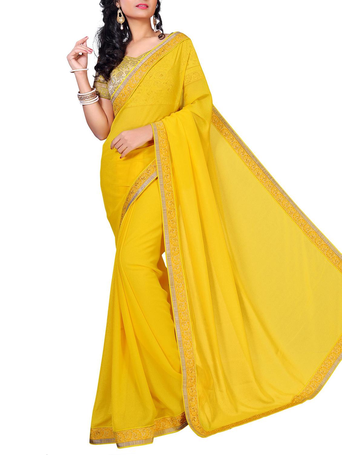 floral lace border saree with blouse - 15734513 - Zoom Image - 1