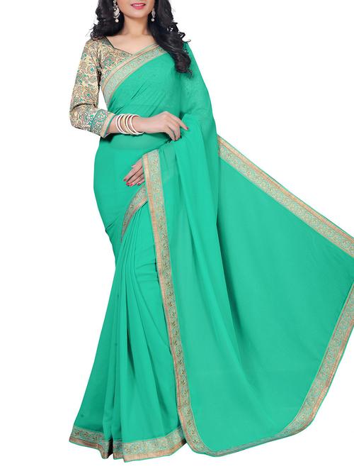 floral lace border saree with blouse - 15734518 - Standard Image - 1