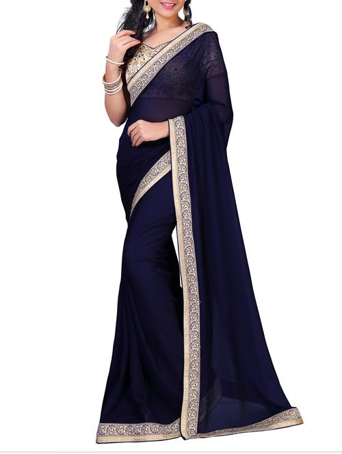 floral lace border saree with blouse - 15734520 - Standard Image - 1