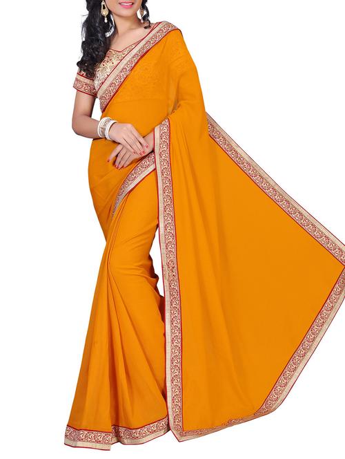 floral lace border saree with blouse - 15734521 - Standard Image - 1