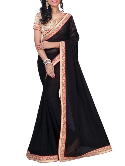 floral lace border saree with blouse - 15734522 - Standard Image - 1