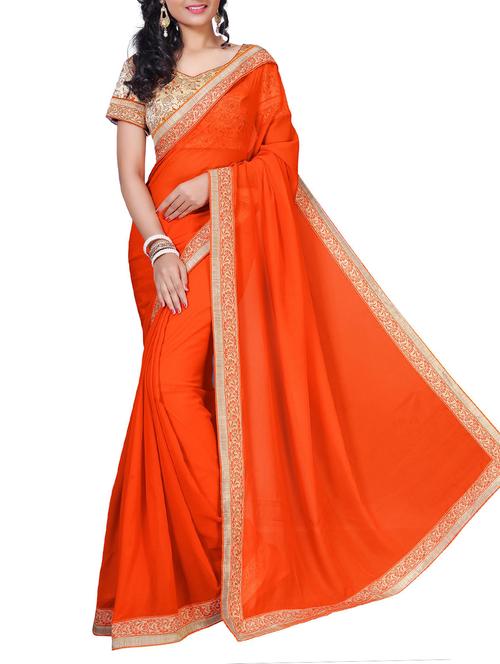 floral lace border saree with blouse - 15734526 - Standard Image - 1