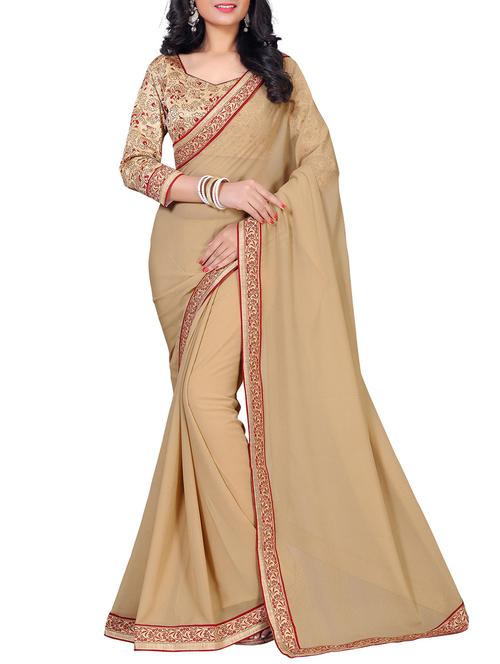 floral lace border saree with blouse - 15734529 - Standard Image - 1