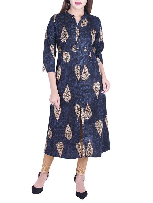 Printed slit a-line kurta - 15734530 - Standard Image - 1