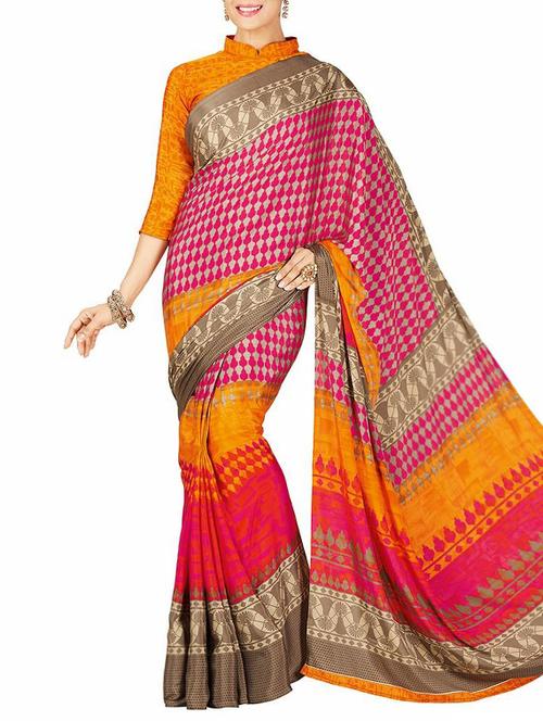 geometrical printed saree with blouse - 15734624 - Standard Image - 1