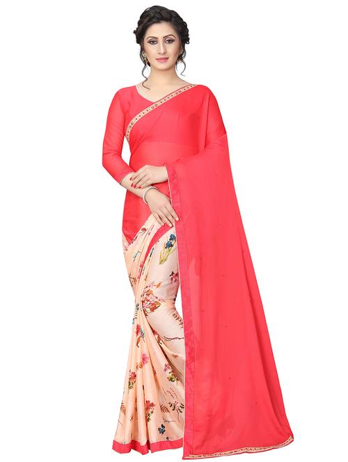 floral half & half saree with blouse - 15734761 - Standard Image - 1