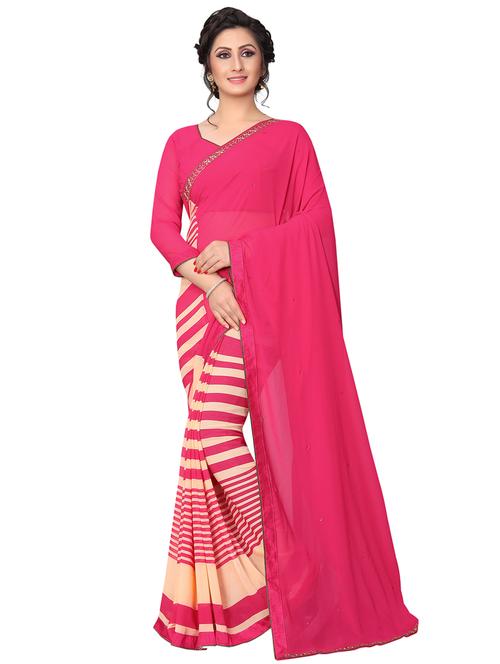 striped half & half saree with blouse - 15734762 - Standard Image - 1