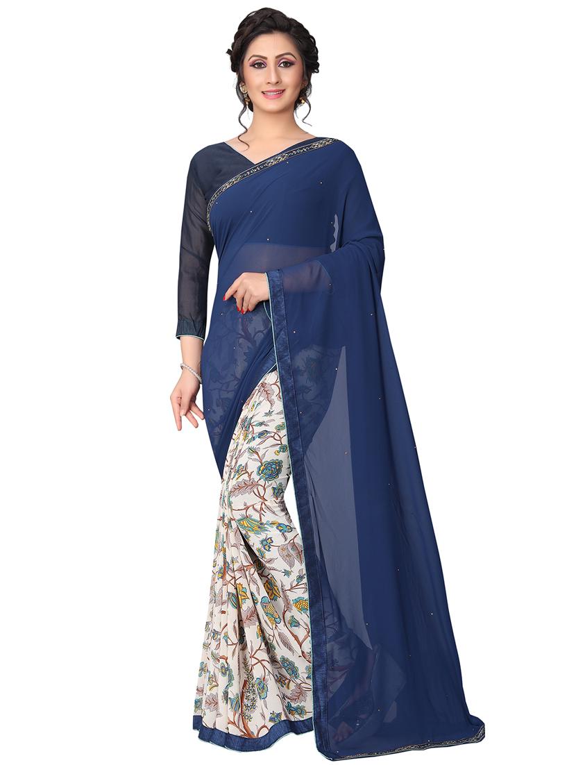 floral half & half saree with blouse - 15734763 - Zoom Image - 1