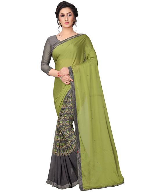 floral half & half saree with blouse - 15734764 - Standard Image - 1