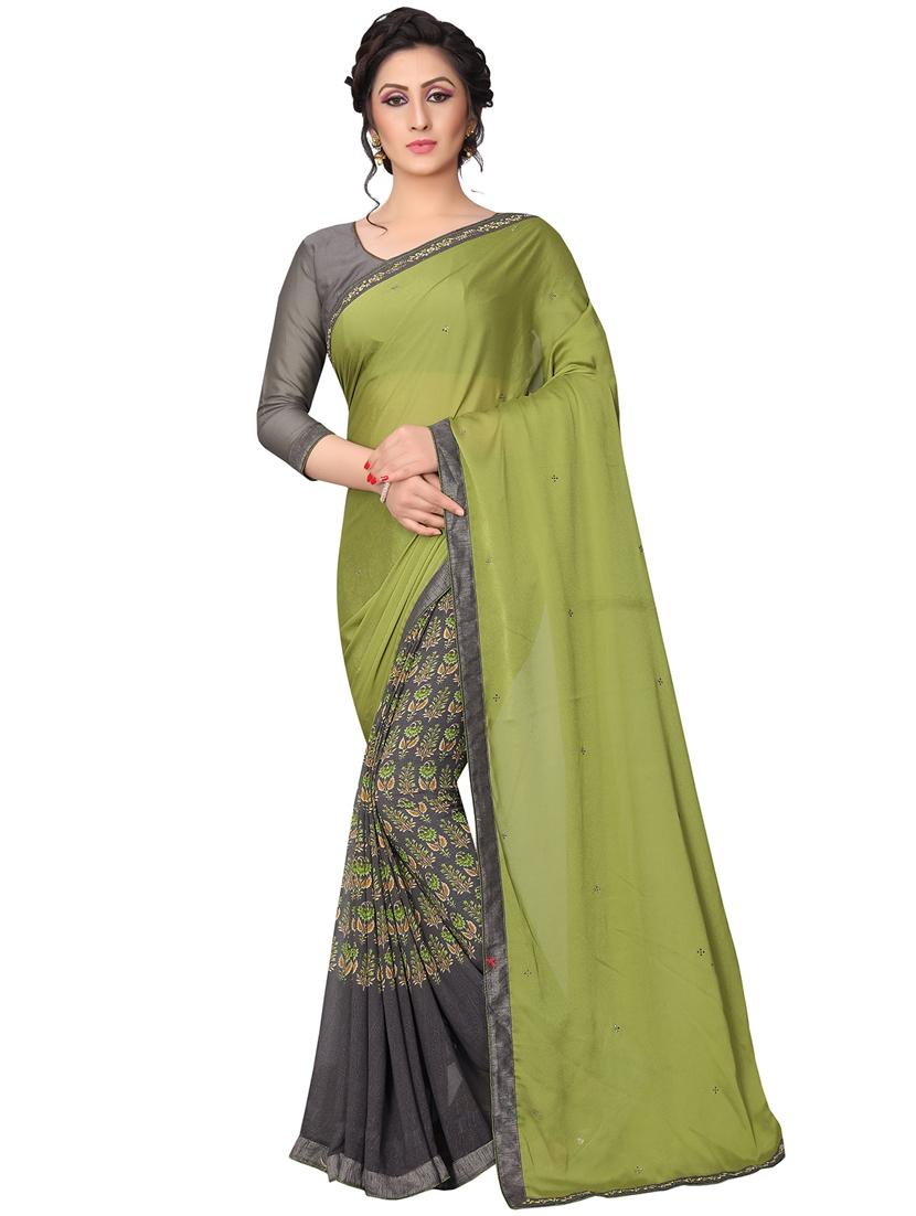 floral half & half saree with blouse - 15734764 - Zoom Image - 1