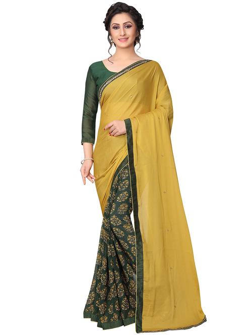 floral half & half saree with blouse - 15734765 - Standard Image - 1