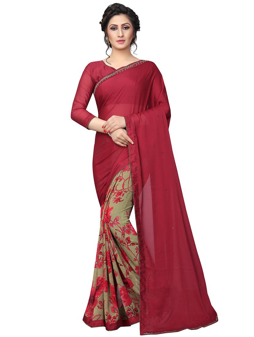 floral half & half saree with blouse - 15734766 - Zoom Image - 1