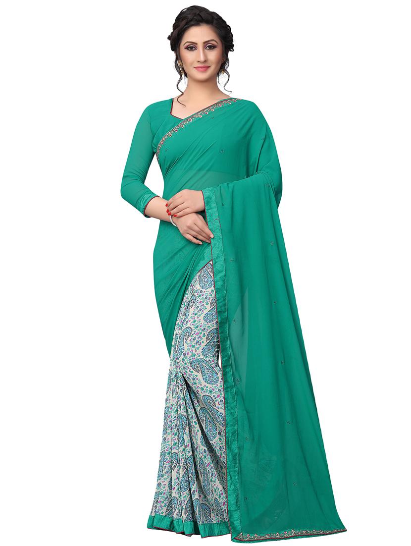 paisley half & half saree with blouse - 15734768 - Zoom Image - 1