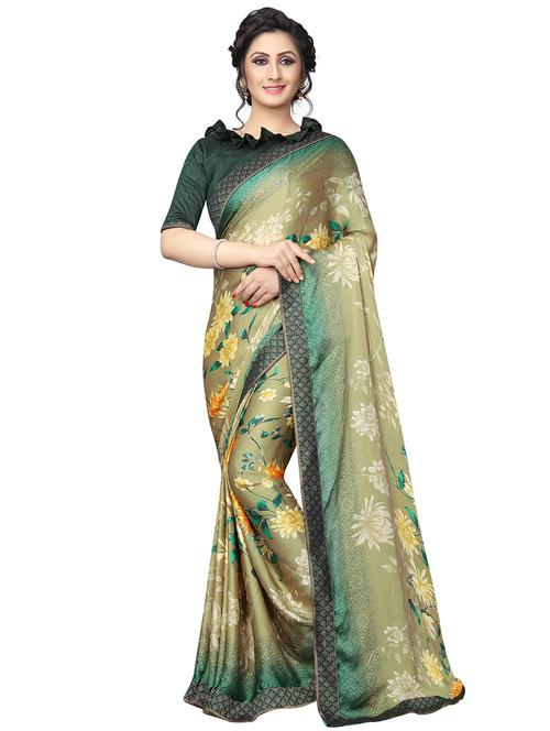floral printed saree with blouse - 15734769 - Standard Image - 1