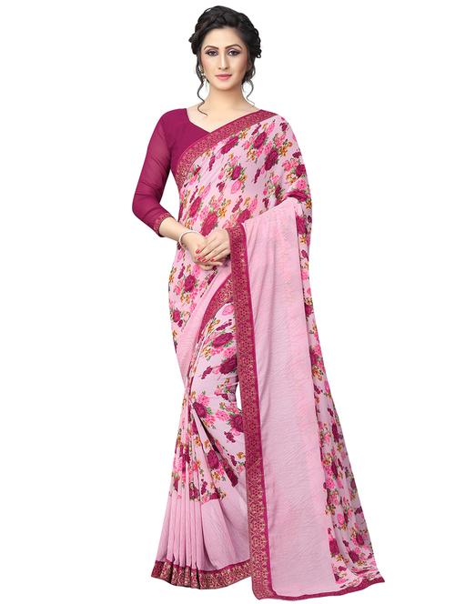 floral printed saree with blouse - 15734771 - Standard Image - 1