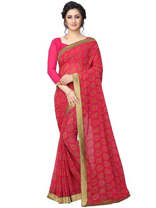 floral printed saree with blouse - 15734773 - Standard Image - 1