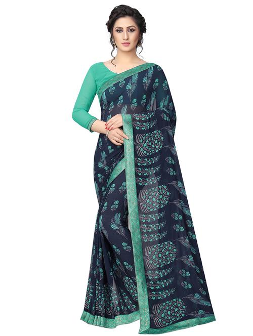 floral printed saree with blouse - 15734775 - Standard Image - 1