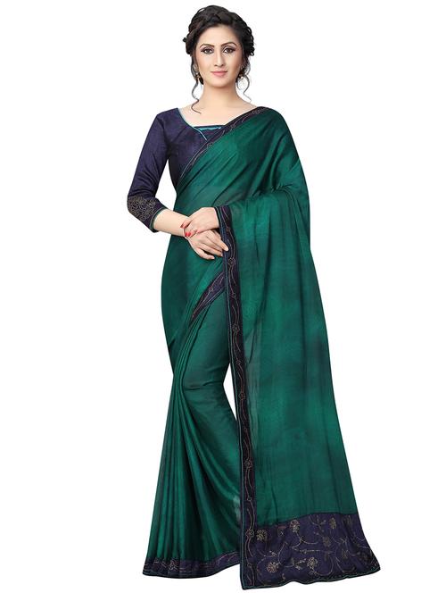 embellished pallu bordered saree with blouse - 15734780 - Standard Image - 1