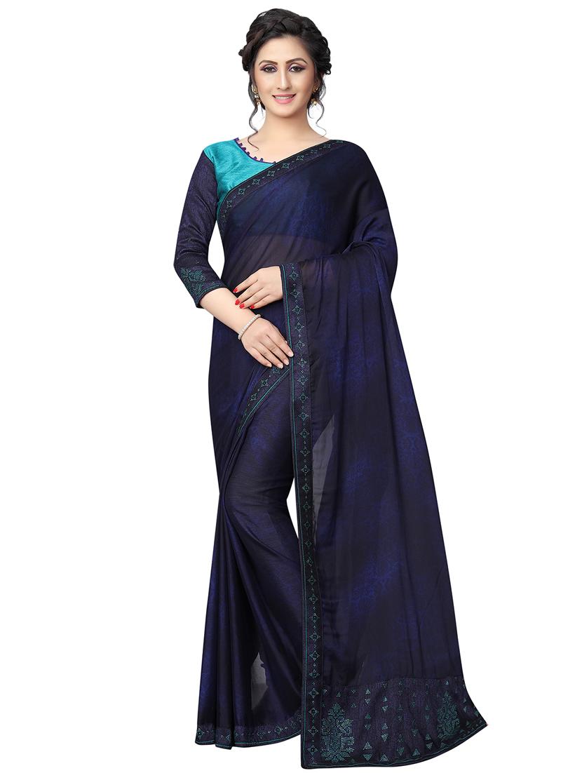 embellished pallu bordered saree with blouse - 15734781 - Zoom Image - 1