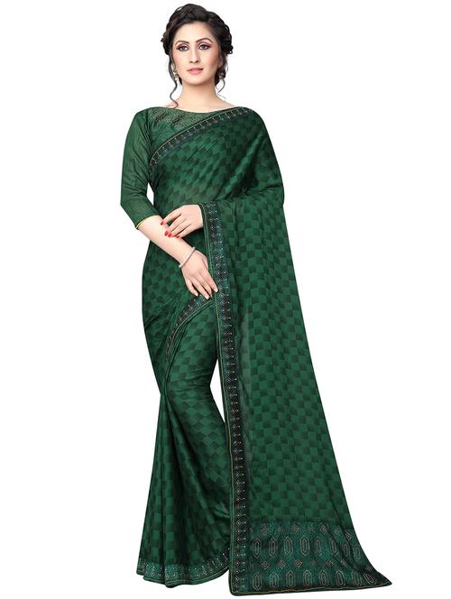 checkered printed saree with blouse - 15734785 - Standard Image - 1