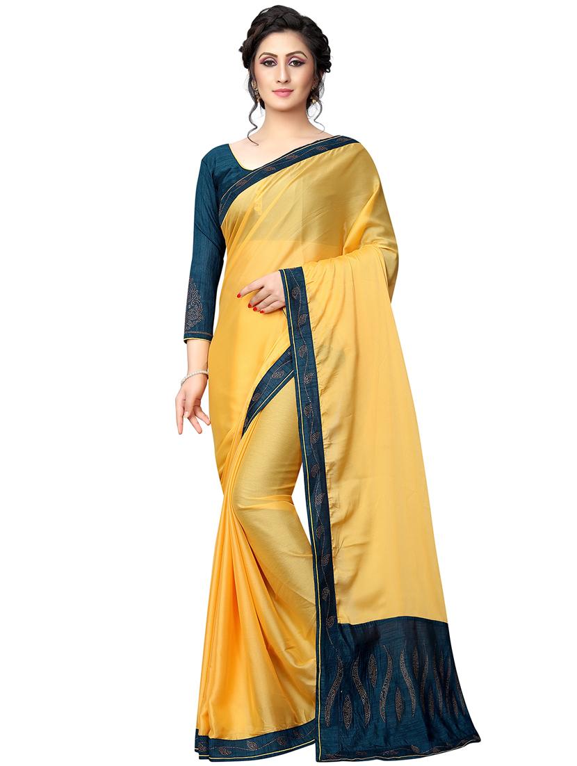 embellished pallu bordered saree with blouse - 15734786 - Zoom Image - 1