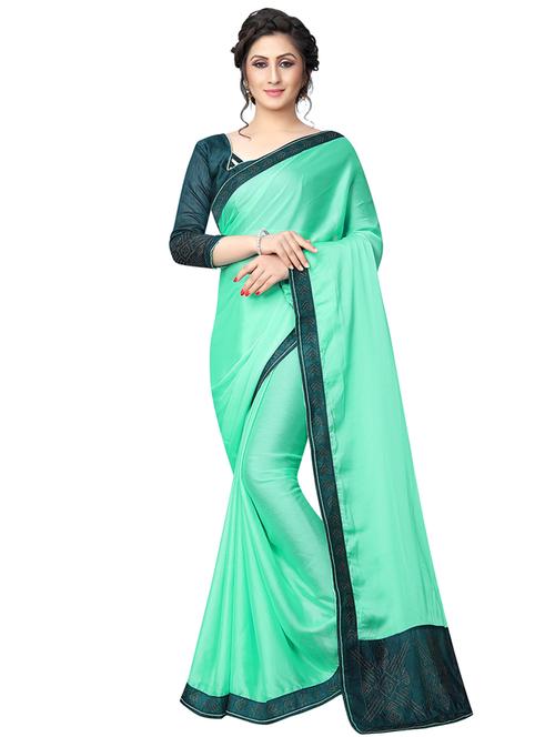 embellished pallu bordered saree with blouse - 15734787 - Standard Image - 1