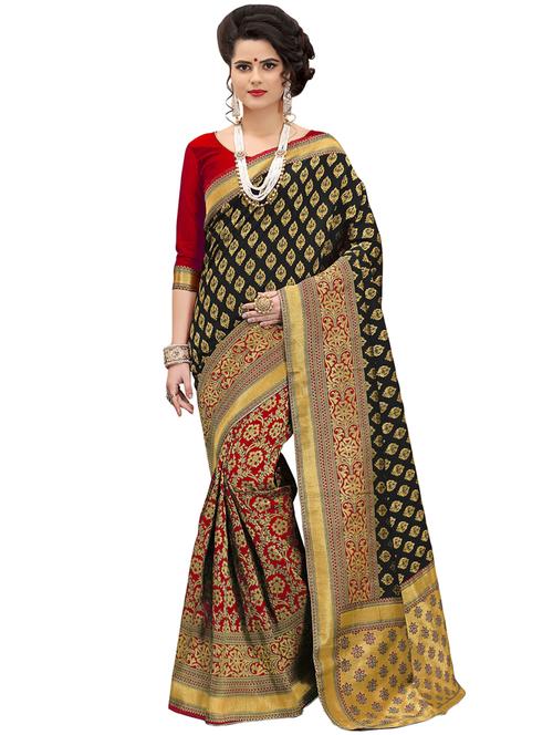 half & half zari banarasi saree with blouse - 15734876 - Standard Image - 1