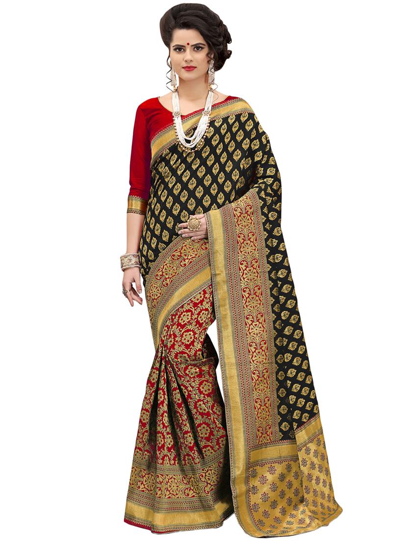 half & half zari banarasi saree with blouse - 15734876 - Zoom Image - 1