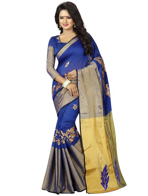 gold zari woven saree with blouse - 15734898 - Standard Image - 1