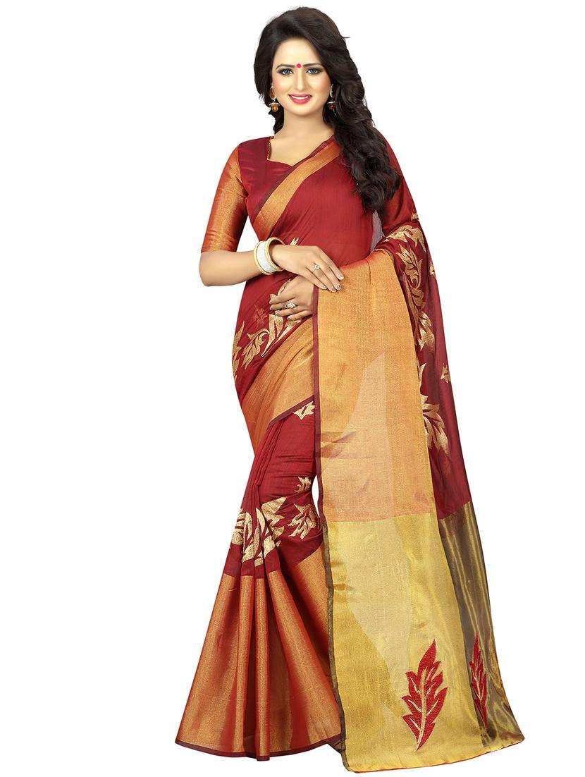 gold zari woven saree with blouse - 15734899 - Zoom Image - 1