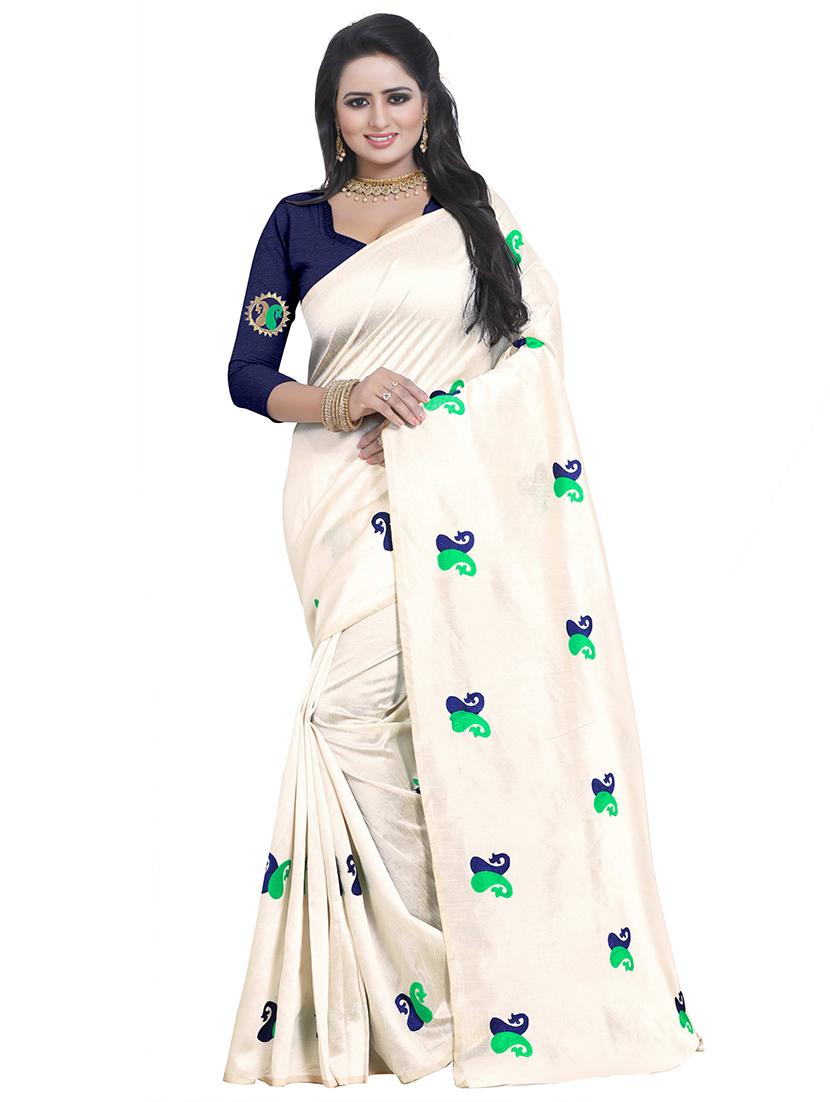 paisley embroidered saree with blouse - 15734918 - Zoom Image - 1