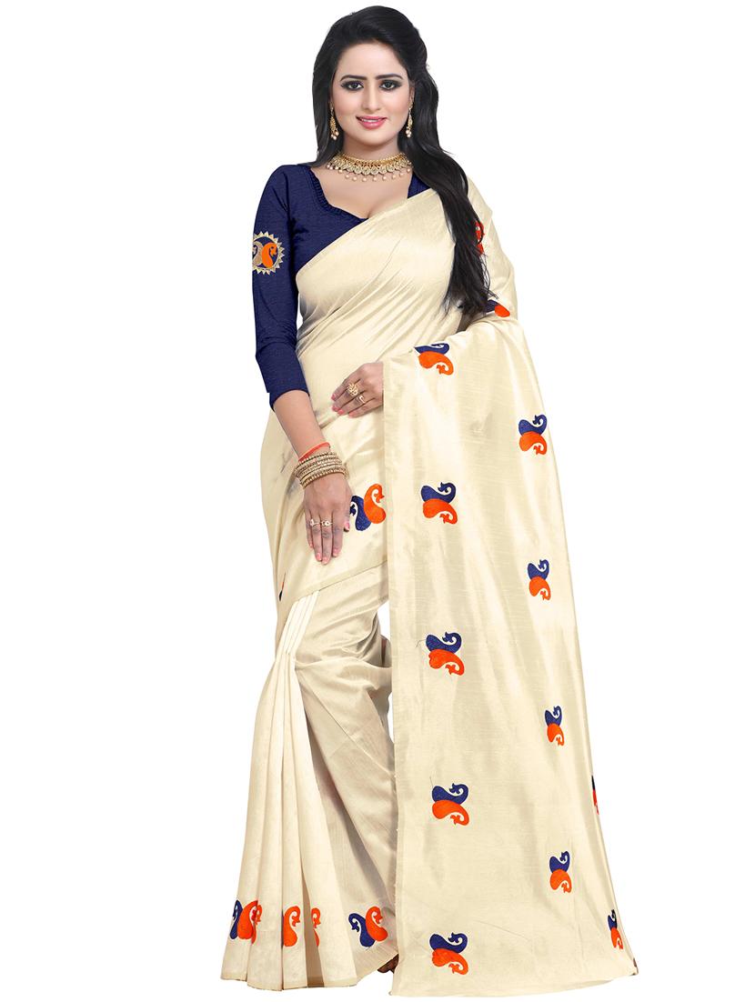paisley embroidered saree with blouse - 15734919 - Zoom Image - 1