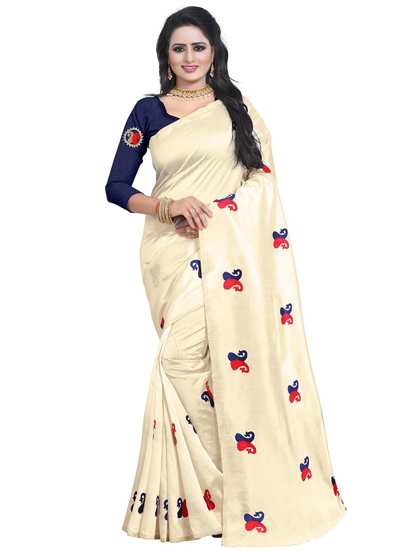 paisley embroidered saree with blouse - 15734921 - Zoom Image - 1