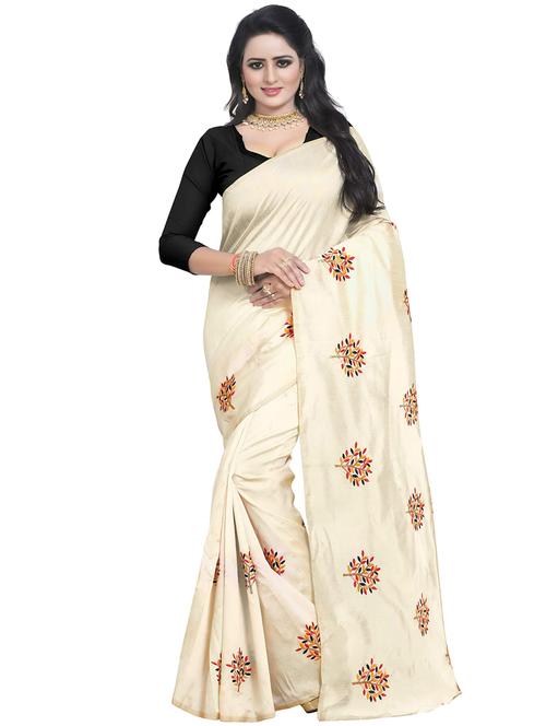 beige embroidered saree with blouse - 15734923 - Standard Image - 1