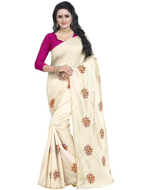 beige embroidered saree with blouse - 15734928 - Standard Image - 1