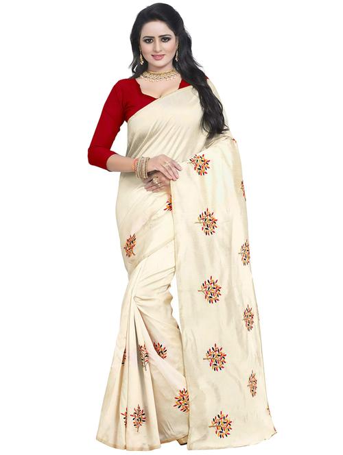 beige embroidered saree with blouse - 15734929 - Standard Image - 1
