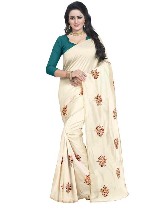beige embroidered saree with blouse - 15734930 - Standard Image - 1