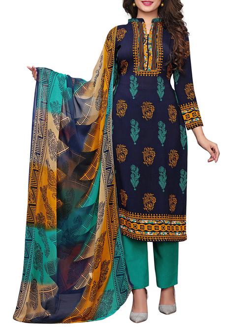 Printed unstitched palazzo suit - 15734944 - Standard Image - 1