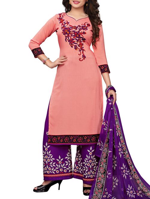 Printed unstitched palazzo suit - 15734949 - Standard Image - 1