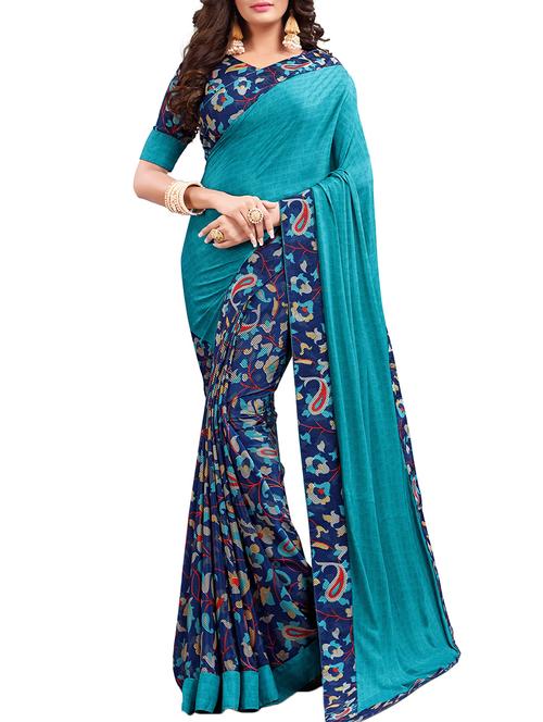 floral half and half saree with blouse - 15735027 - Standard Image - 1
