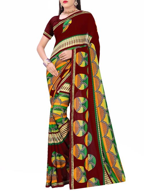geometrical printed saree with blouse - 15735037 - Standard Image - 1