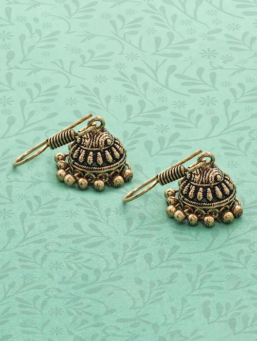 gold metal jhumka earring - 15735164 - Standard Image - 1